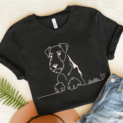 Airedale Terrier Name Single Line TShirt Black Heather