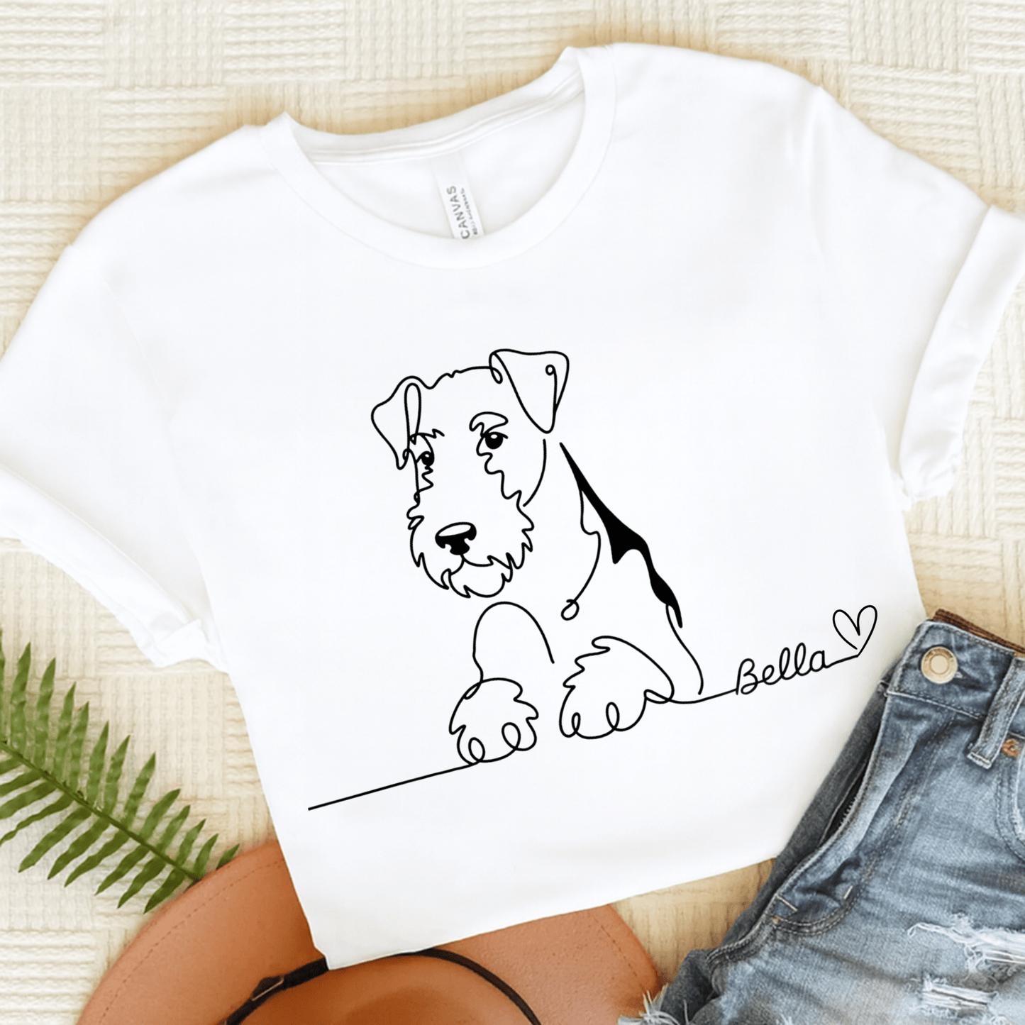 Airedale Terrier Name Single Line TShirt White