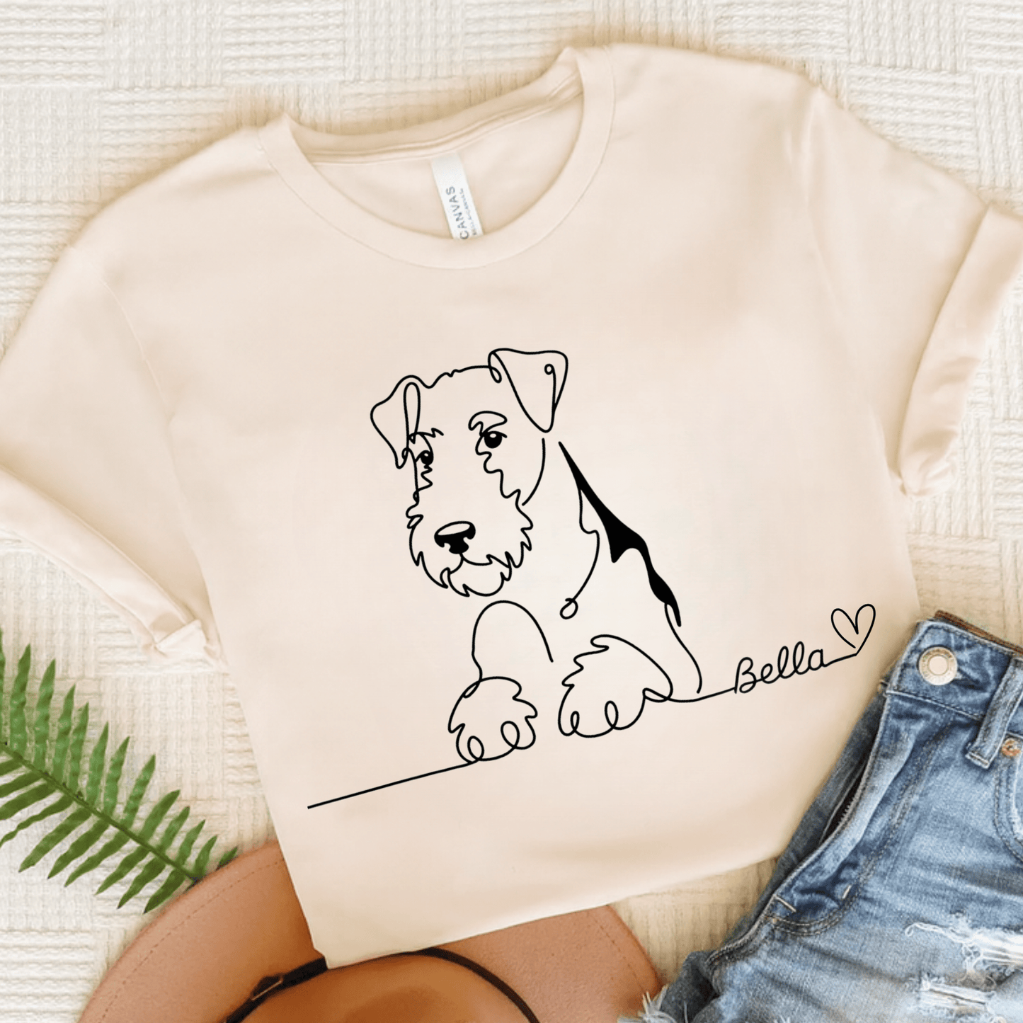 Airedale Terrier Name Single Line TShirt Natural