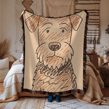Printify Blanket Airedale Terrier Pen Drawing Throw Blanket