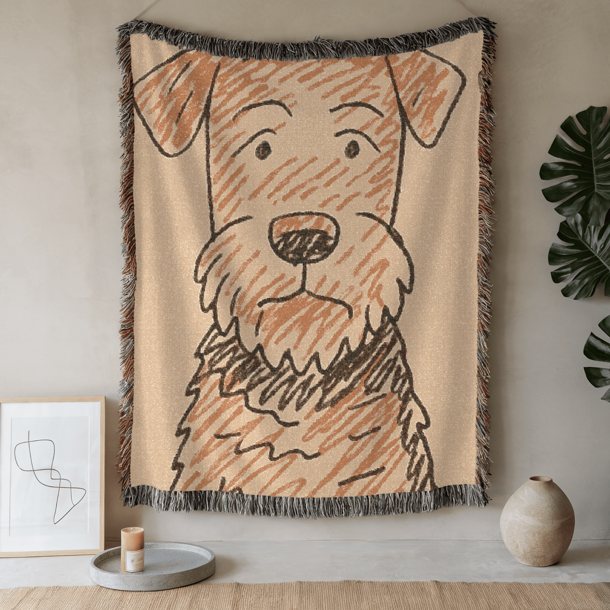 Printify Blanket 52'' × 37'' Airedale Terrier Pen Drawing Throw Blanket
