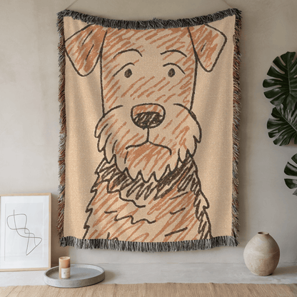 Printify Blanket 52'' × 37'' Airedale Terrier Pen Drawing Throw Blanket