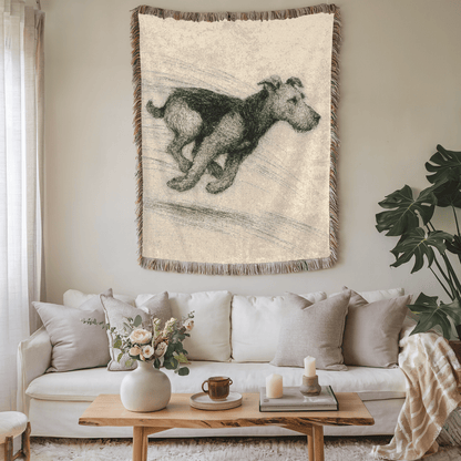 Printify Blanket Airedale Terrier Pencil Drawing Throw Blanket