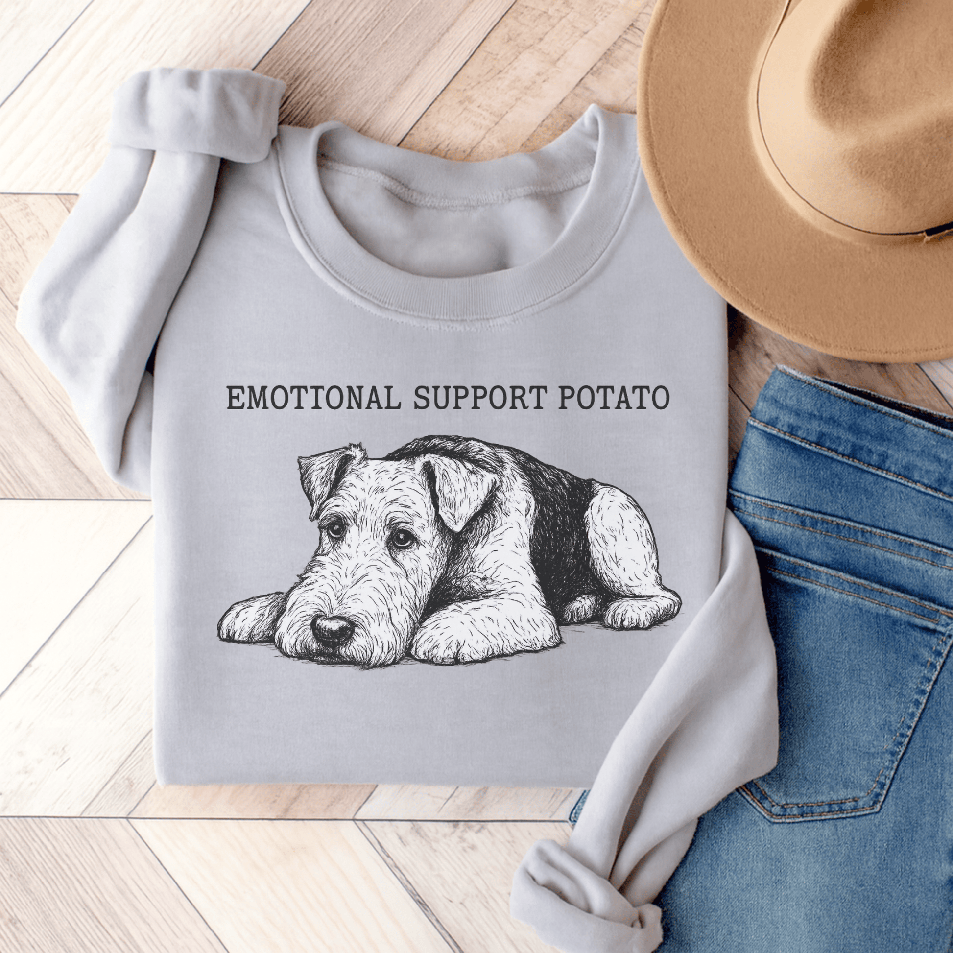 Airedale Terrier Potato Unisex Sweatshirt Ash