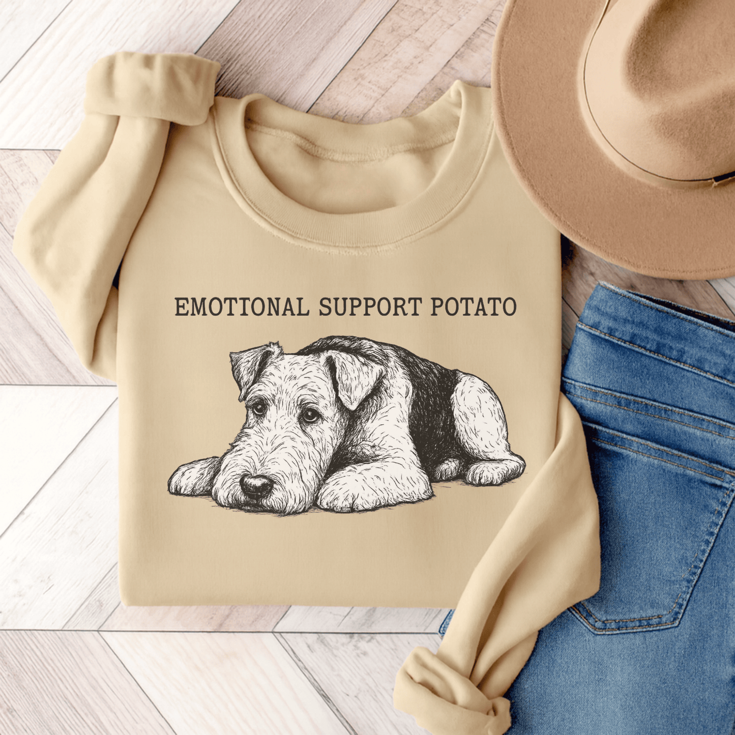 Airedale Terrier Potato Unisex Sweatshirt Sand