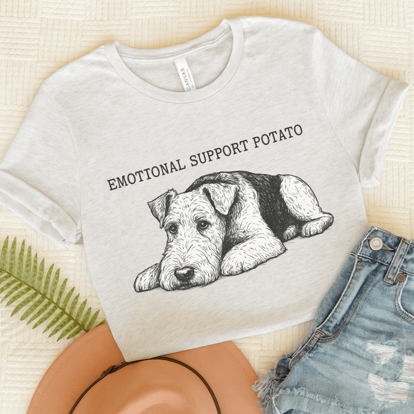 Airedale Terrier Potato Unisex Tshirt Ash