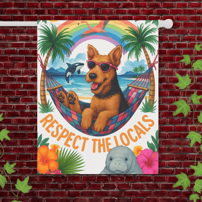 Printify Garden Flag 24.5'' × 32'' Airedale Terrier Protect the Locals Garden Flag