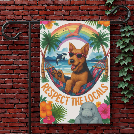 Printify Garden Flag 12'' × 18'' Airedale Terrier Protect the Locals Garden Flag
