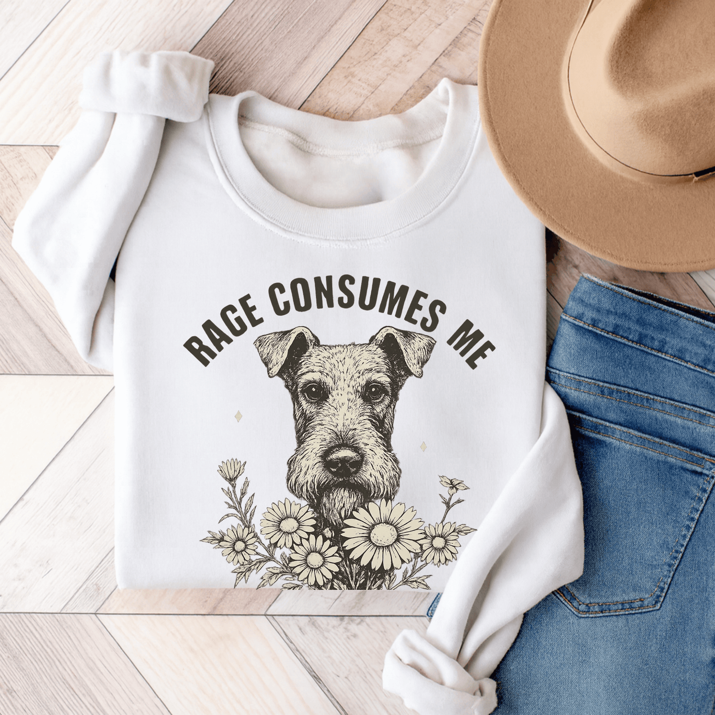 Airedale Terrier Rage Sweatshirt White