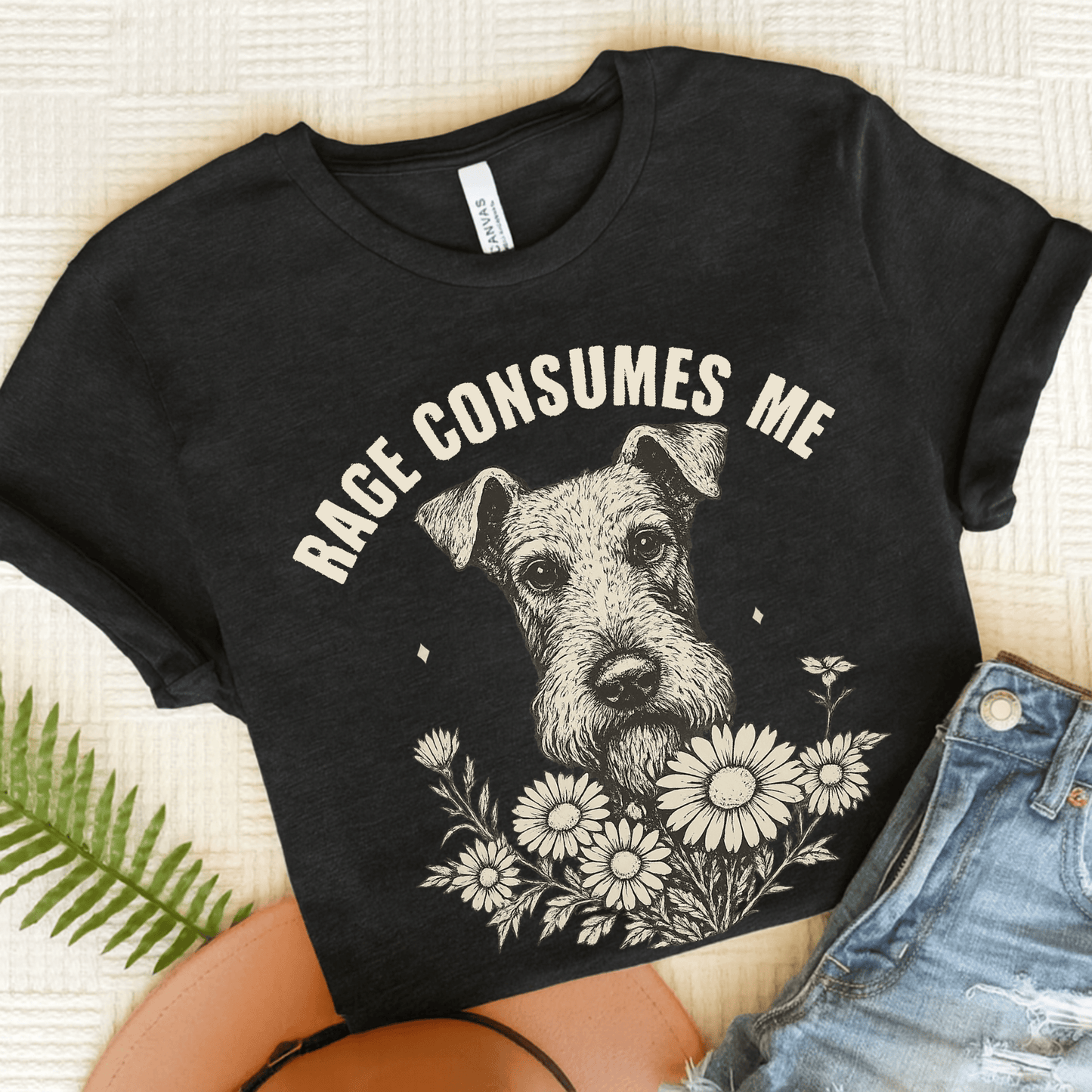 Airedale Terrier Rage Unisex Tshirt Dark Grey Heather