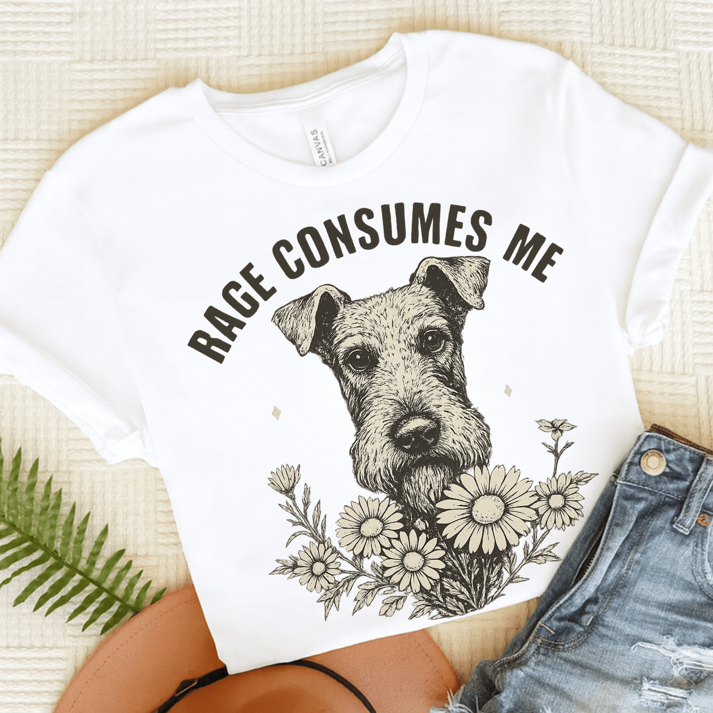 Airedale Terrier Rage Unisex Tshirt White