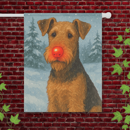 Printify Garden Flag 24.5'' × 32'' Airedale Terrier Reindeer Garden Flag