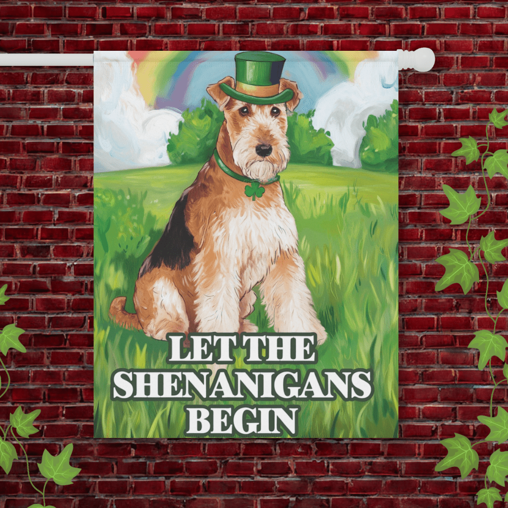 Printify Garden Flag 24.5'' × 32'' Airedale Terrier Saint Patricks Day Garden Flag