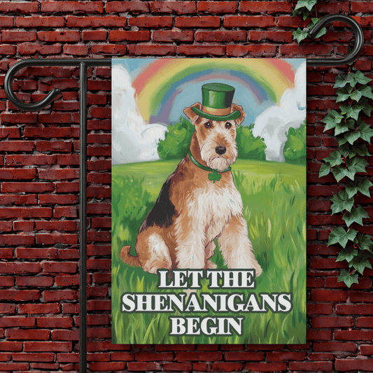 Printify Garden Flag 12'' × 18'' Airedale Terrier Saint Patricks Day Garden Flag