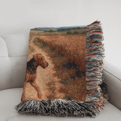 Printify Blanket Airedale Terrier Scenic Painting Throw Blanket