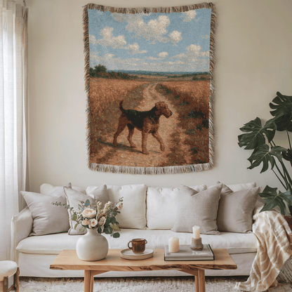Printify Blanket Airedale Terrier Scenic Painting Throw Blanket