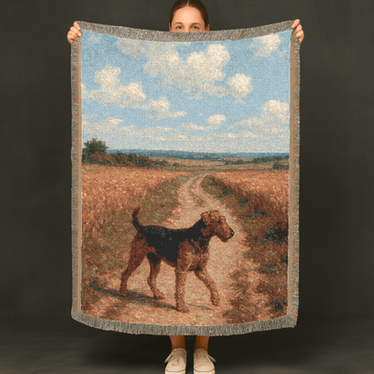 Printify Blanket Airedale Terrier Scenic Painting Throw Blanket
