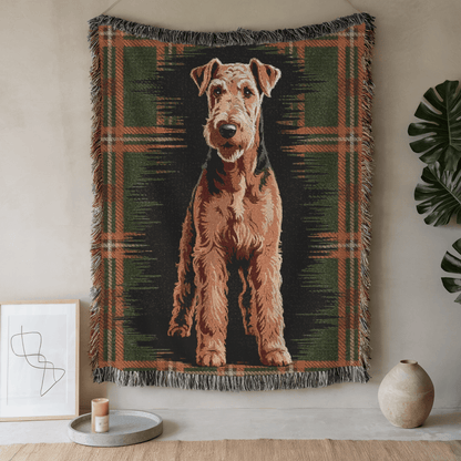 Printify Blanket 52'' × 37'' Airedale Terrier Scottish Tartan Throw Blanket