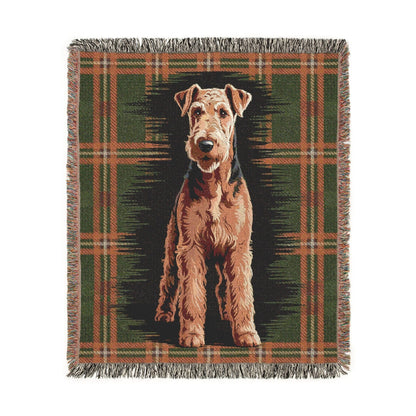 Printify Blanket Airedale Terrier Scottish Tartan Throw Blanket