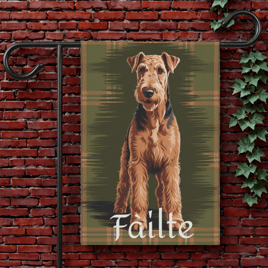 Printify Garden Flag Airedale Terrier Scottish Welcome Garden Flag