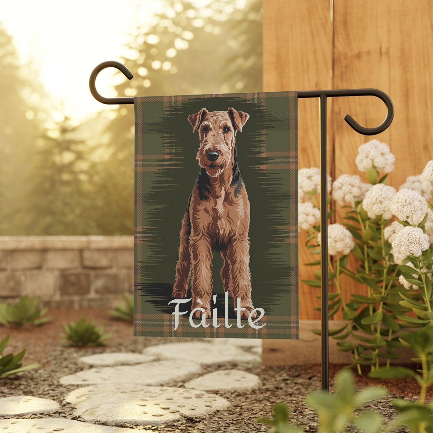 Printify Garden Flag Airedale Terrier Scottish Welcome Garden Flag