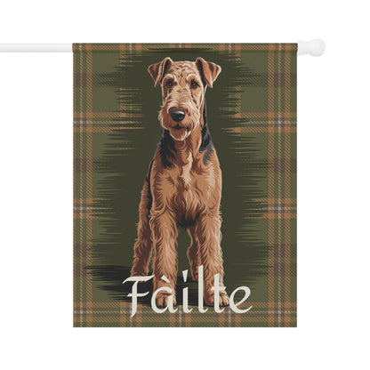 Printify Garden Flag 24.5'' × 32'' Airedale Terrier Scottish Welcome Garden Flag