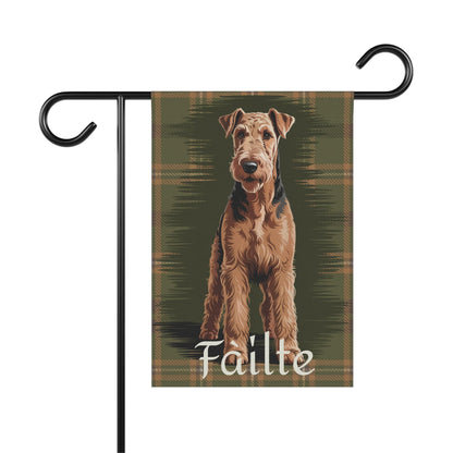 Printify Garden Flag 12'' × 18'' Airedale Terrier Scottish Welcome Garden Flag