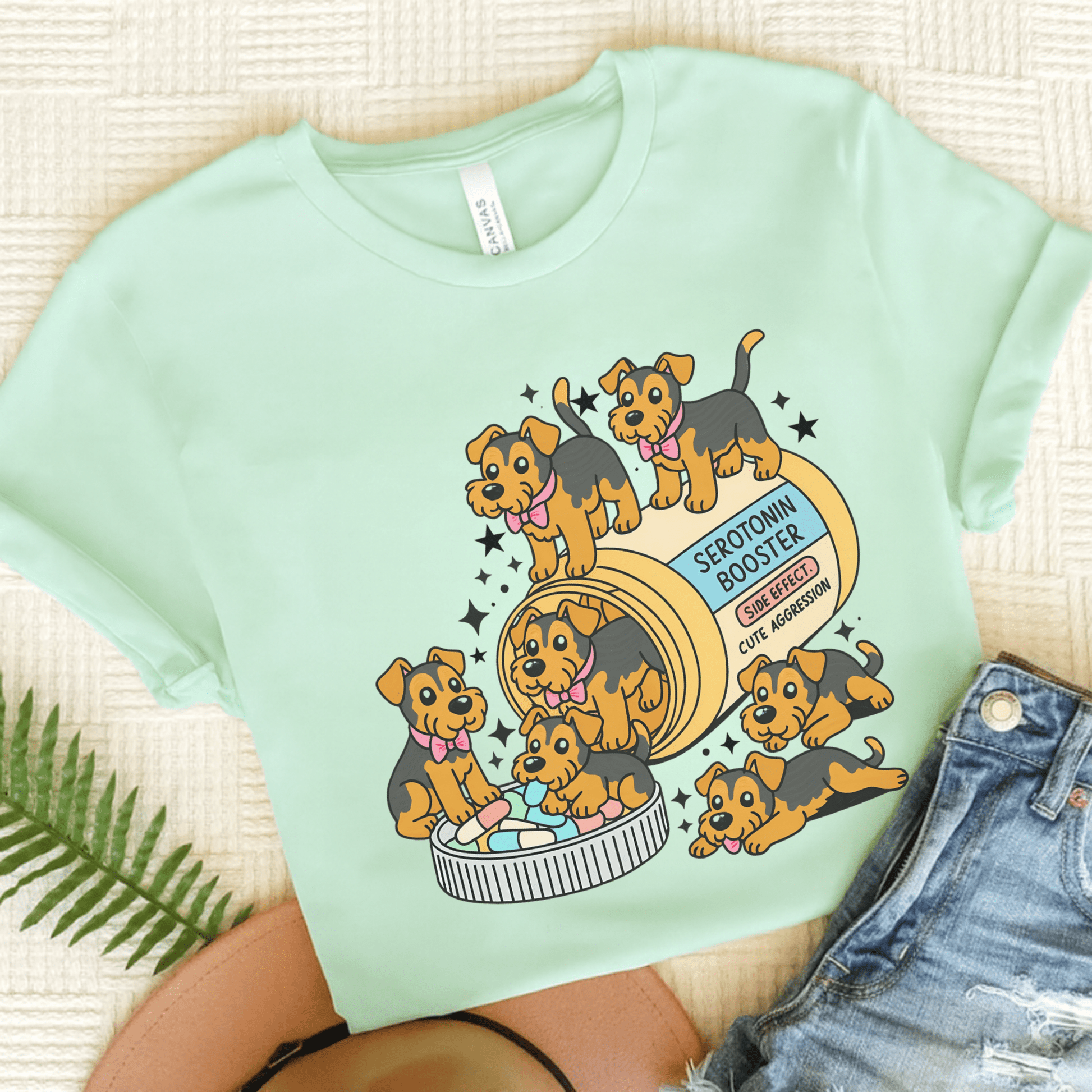 Airedale Terrier Serotonin Tshirt Heather Mint