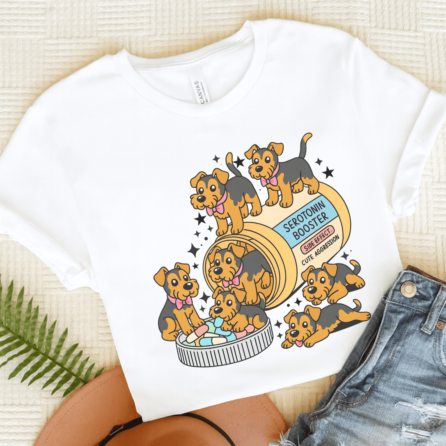 Airedale Terrier Serotonin Tshirt White