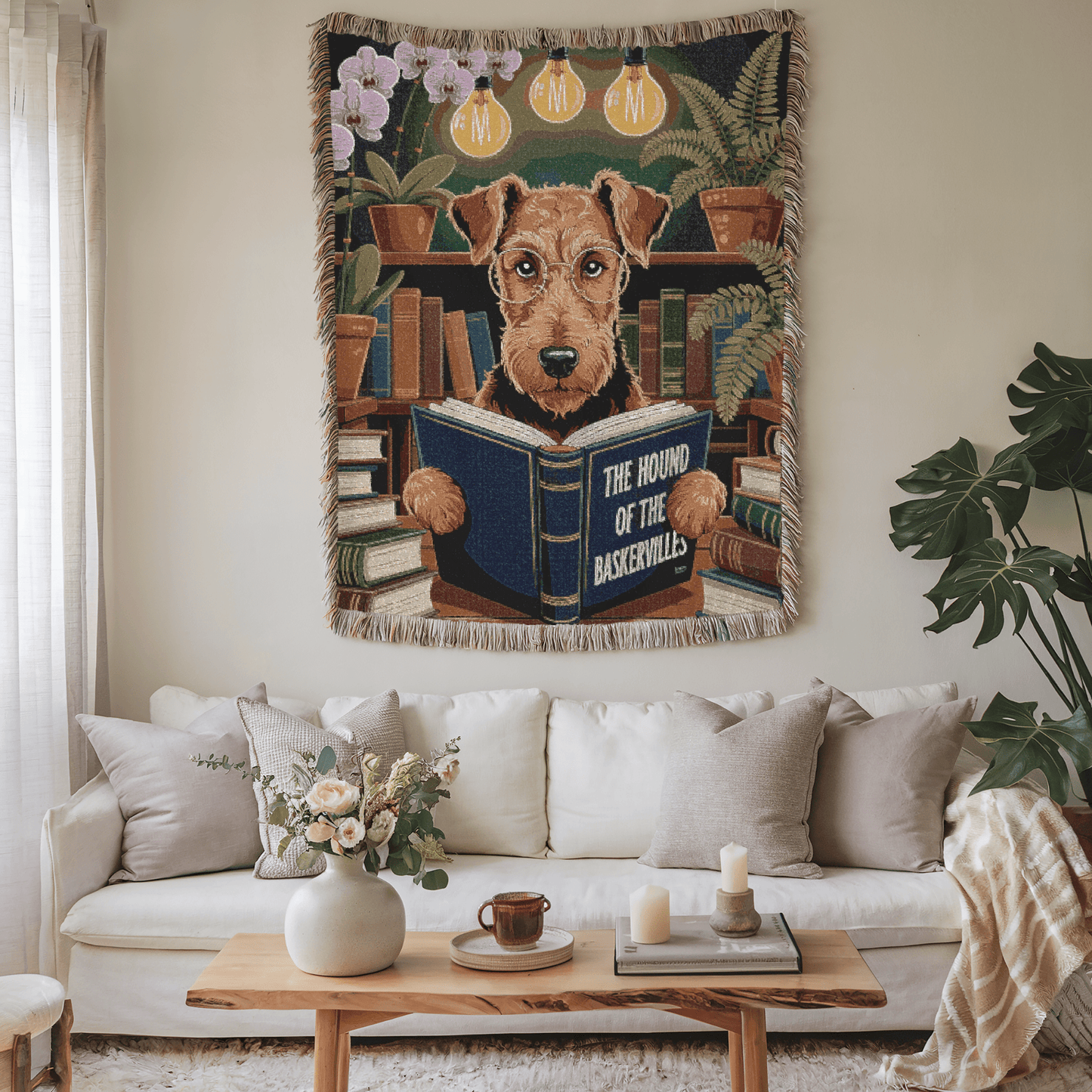 Printify Blanket Airedale Terrier Sherlock Baskervilles Throw Blanket