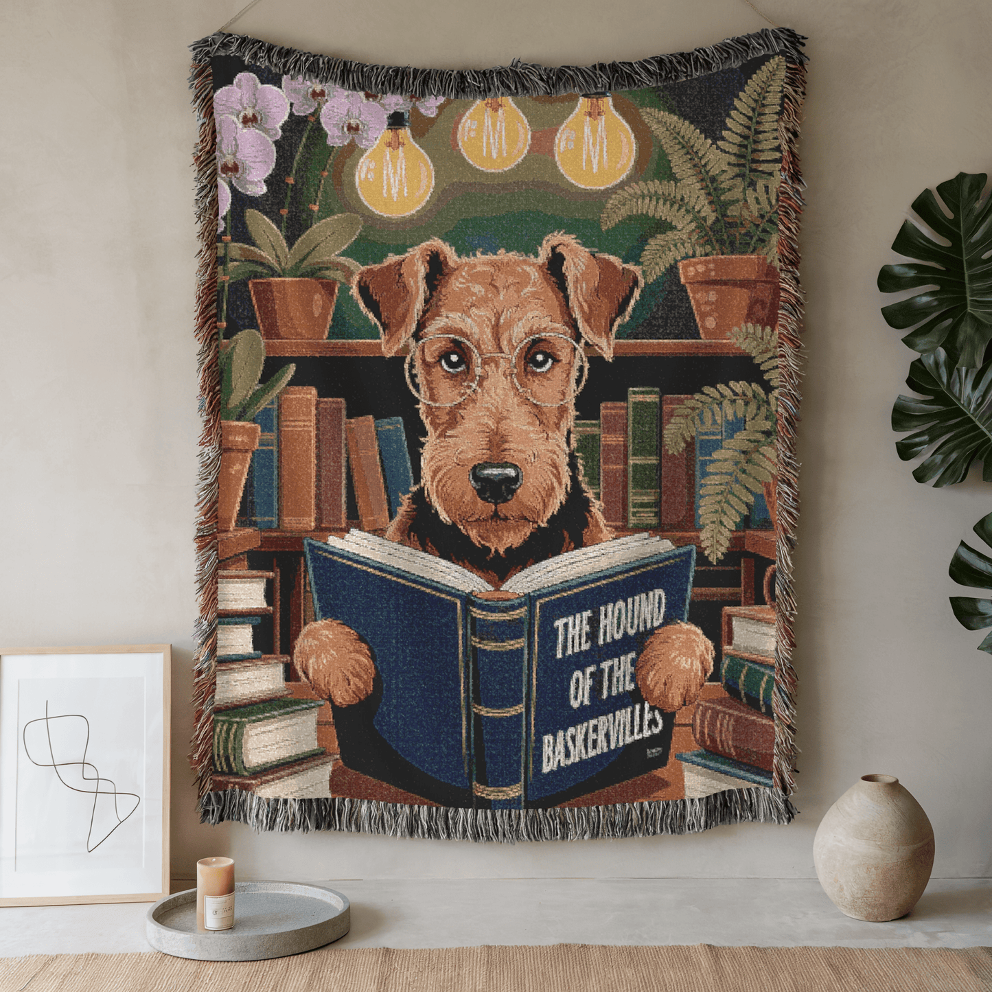 Printify Blanket 52'' × 37'' Airedale Terrier Sherlock Baskervilles Throw Blanket
