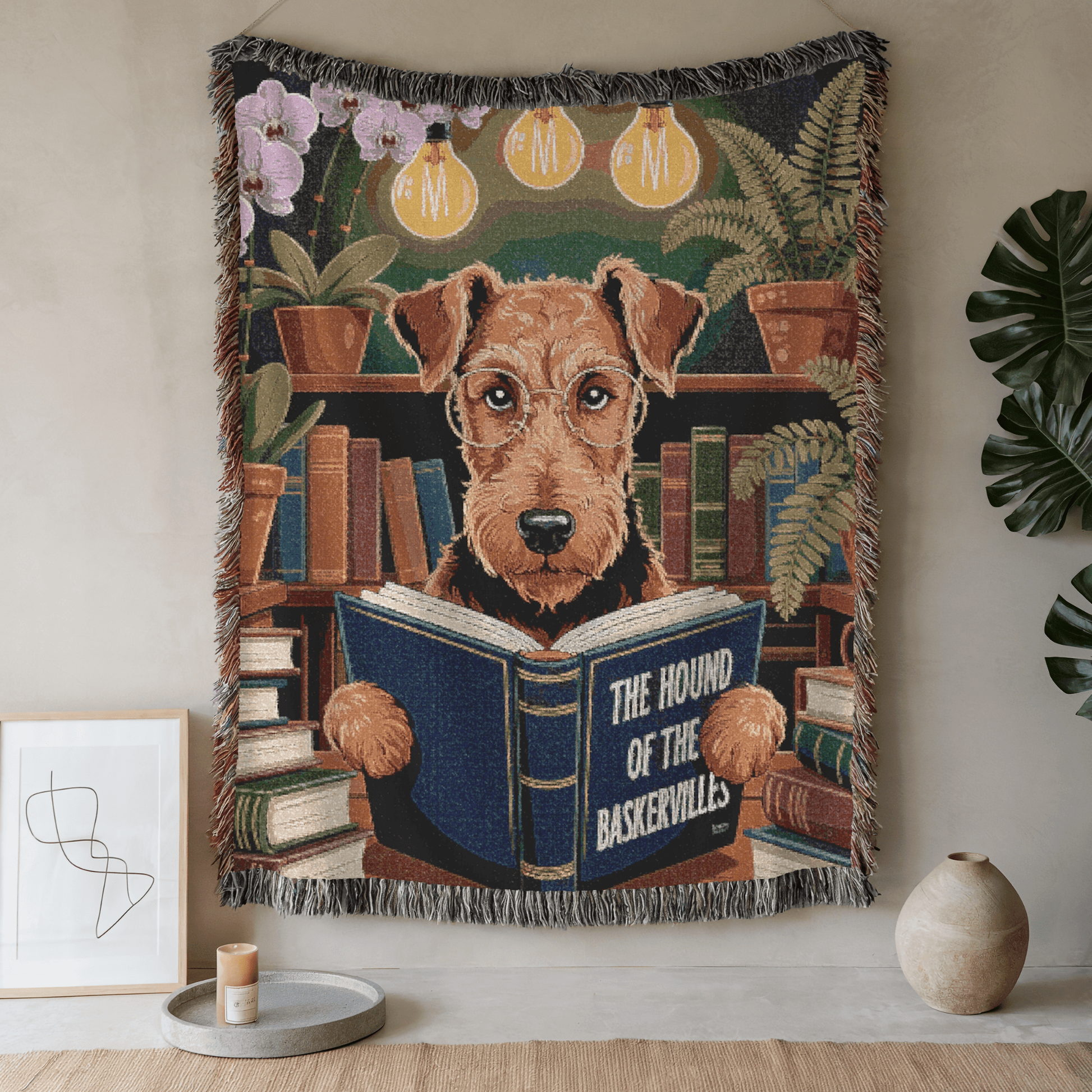 Printify Blanket 52'' × 37'' Airedale Terrier Sherlock Baskervilles Throw Blanket
