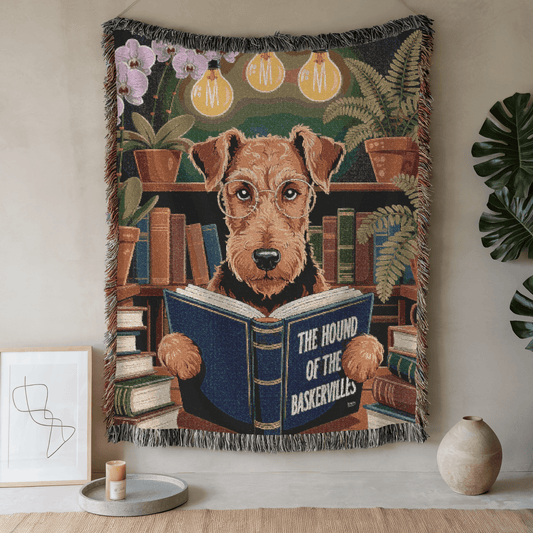 Printify Blanket 52'' × 37'' Airedale Terrier Sherlock Baskervilles Throw Blanket