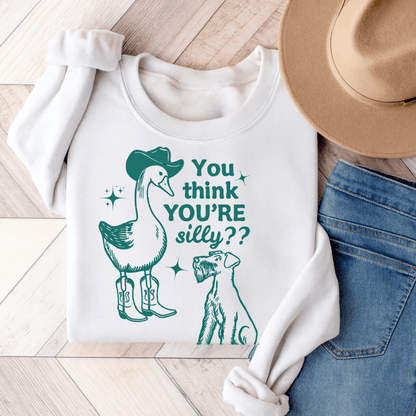 Airedale Terrier Silly Goose Sweatshirt White