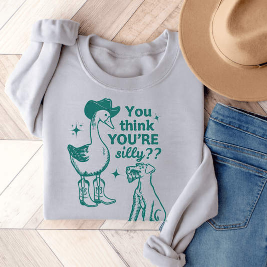 Airedale Terrier Silly Goose Sweatshirt Ash