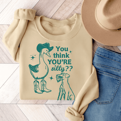 Airedale Terrier Silly Goose Sweatshirt Sand