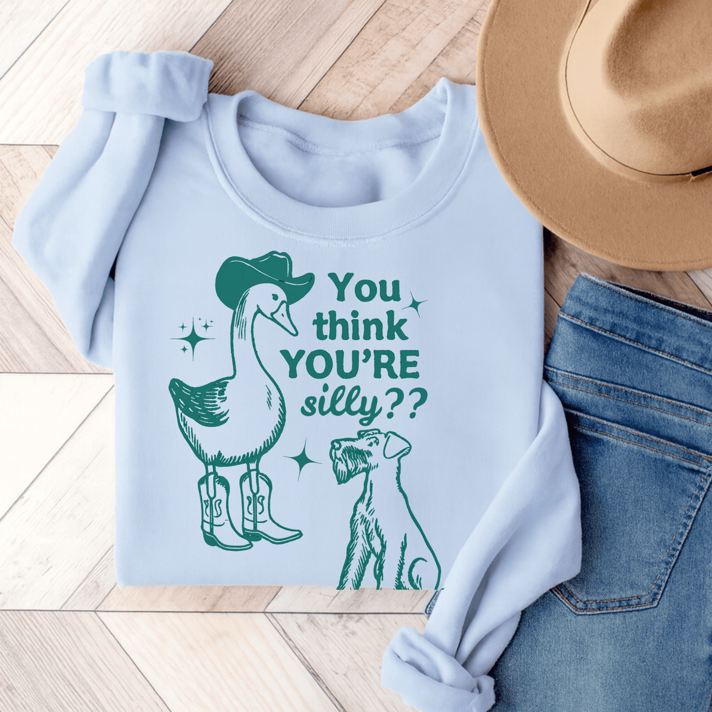 Airedale Terrier Silly Goose Sweatshirt Light Blue