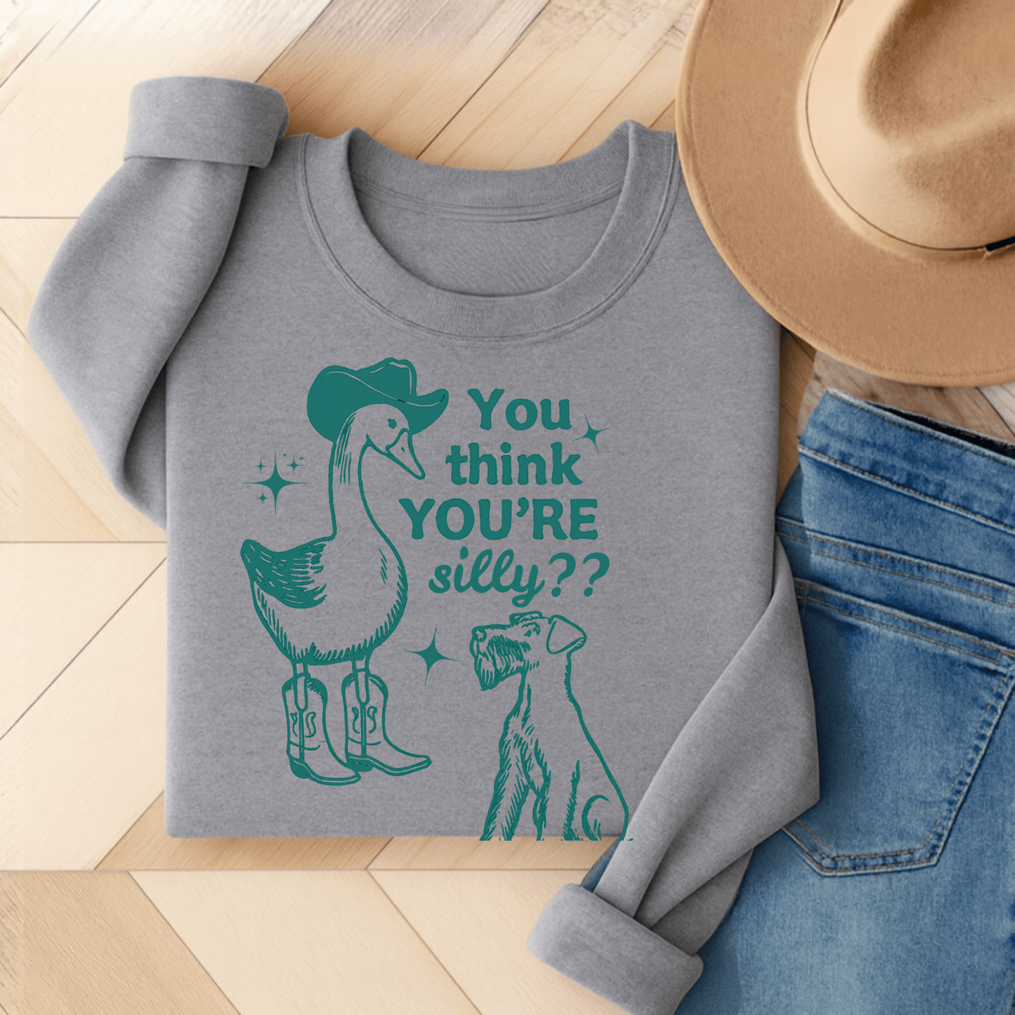 Airedale Terrier Silly Goose Sweatshirt Sport Grey