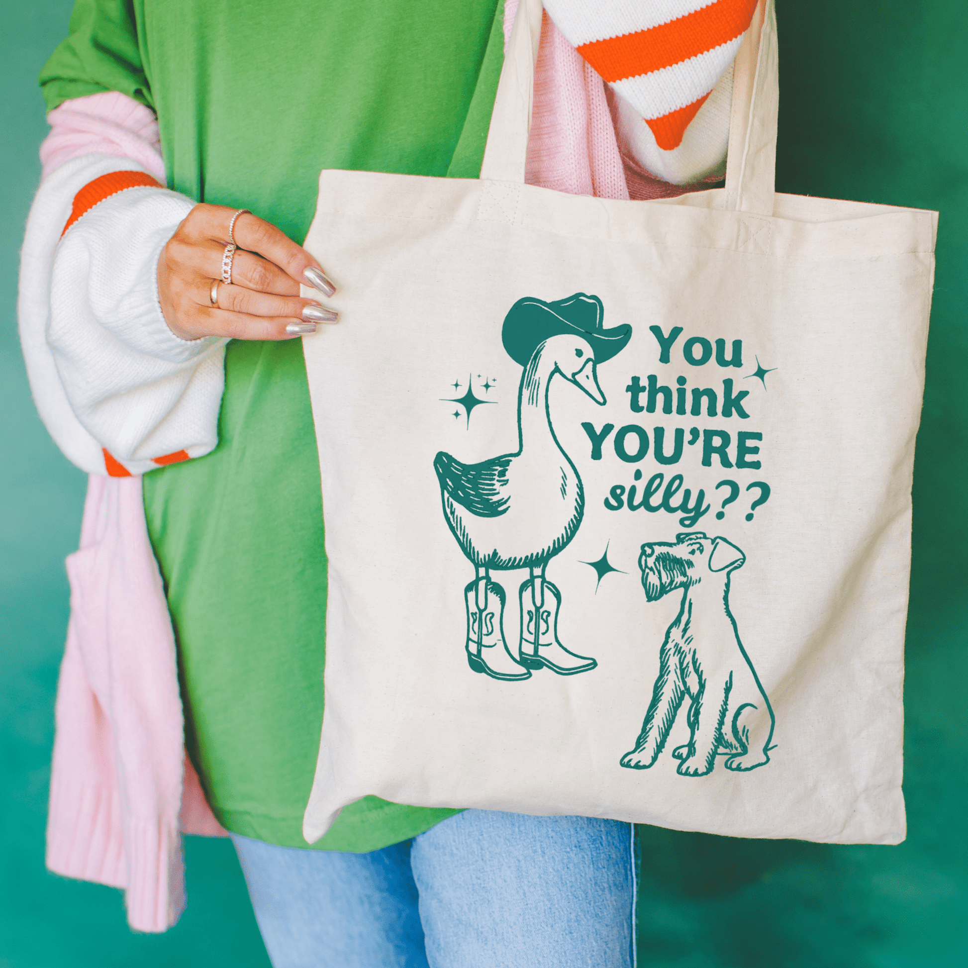 Airedale Terrier Silly Goose Tote Bag Natural 15" x 16"