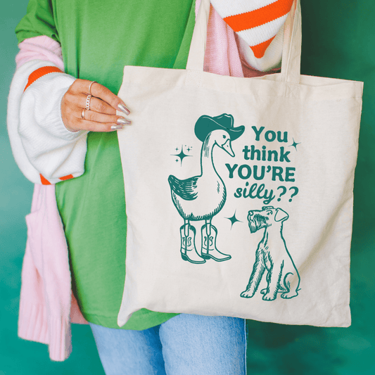 Airedale Terrier Silly Goose Tote Bag Natural 15" x 16"