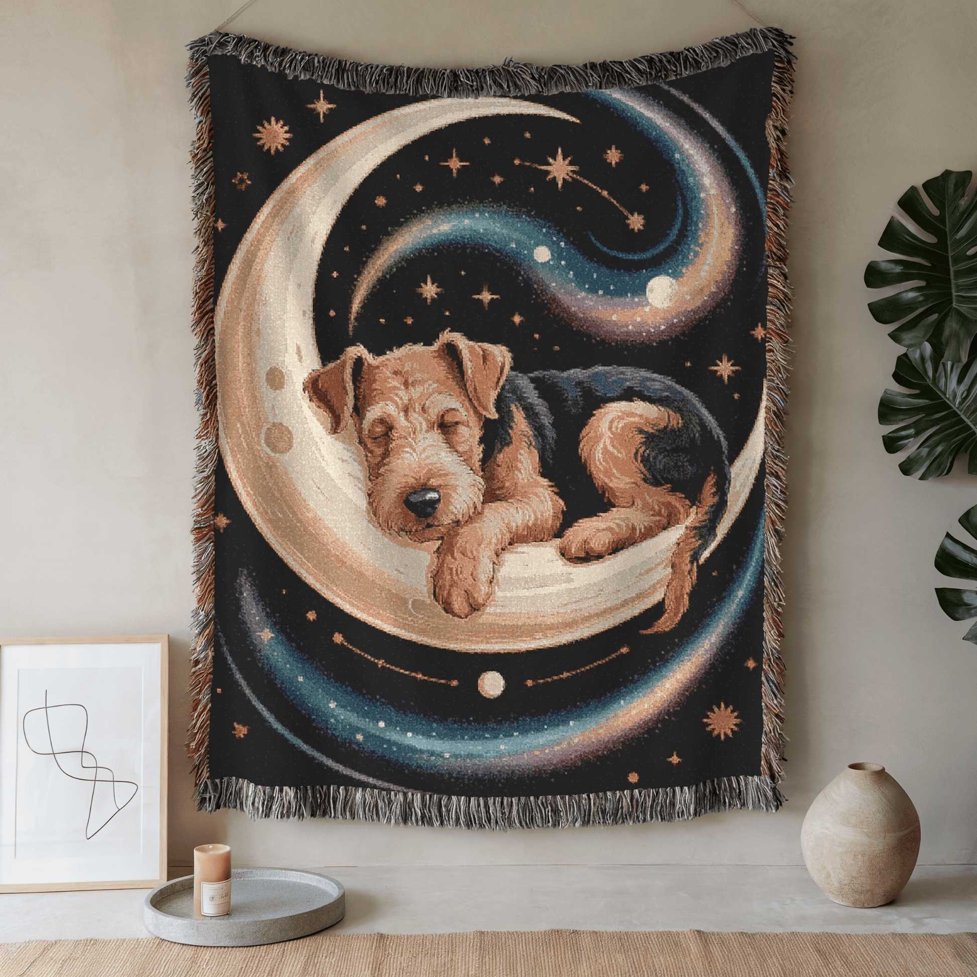 Printify Blanket 52'' × 37'' Airedale Terrier Sleepy Time Throw Blanket