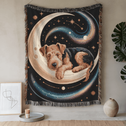 Printify Blanket 52'' × 37'' Airedale Terrier Sleepy Time Throw Blanket