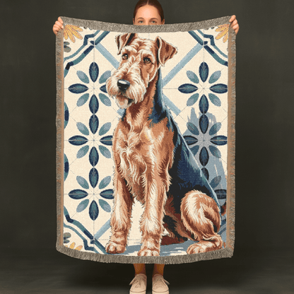 Printify Blanket Airedale Terrier Spanish Talavera Throw Blanket