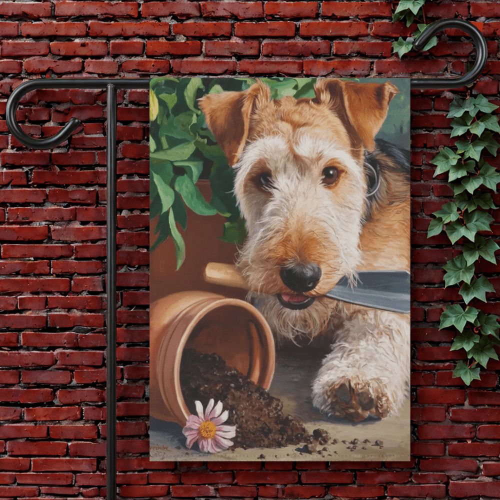 Printify Garden Flag 12'' × 18'' Airedale Terrier Spring Gardening Garden Flag