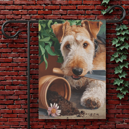Printify Garden Flag 12'' × 18'' Airedale Terrier Spring Gardening Garden Flag