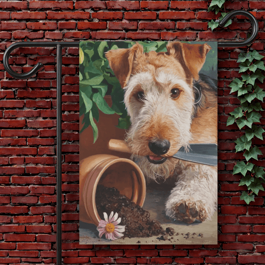 Printify Garden Flag 12'' × 18'' Airedale Terrier Spring Gardening Garden Flag