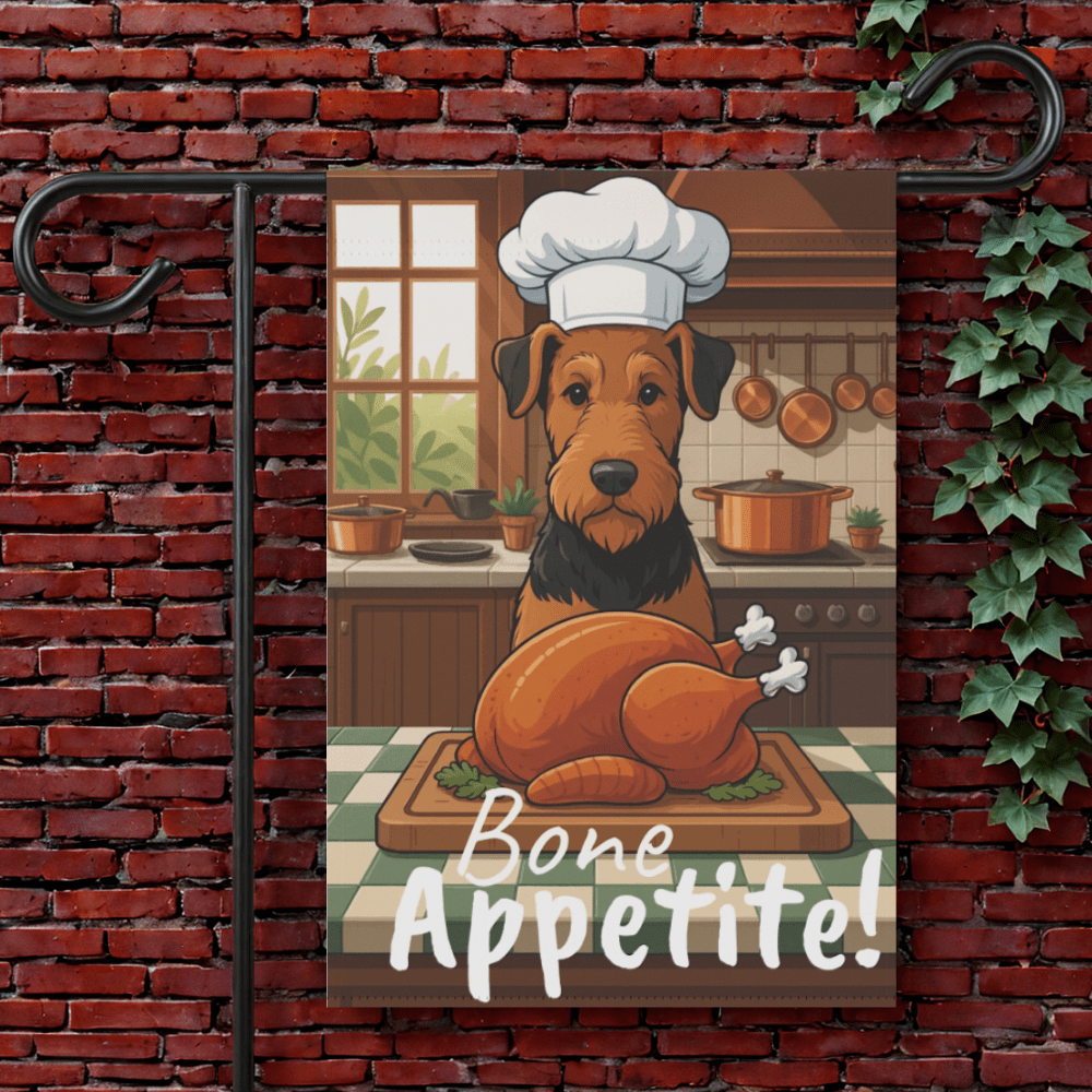Printify Garden Flag 12'' × 18'' Airedale Terrier Thanksgiving Garden Flag
