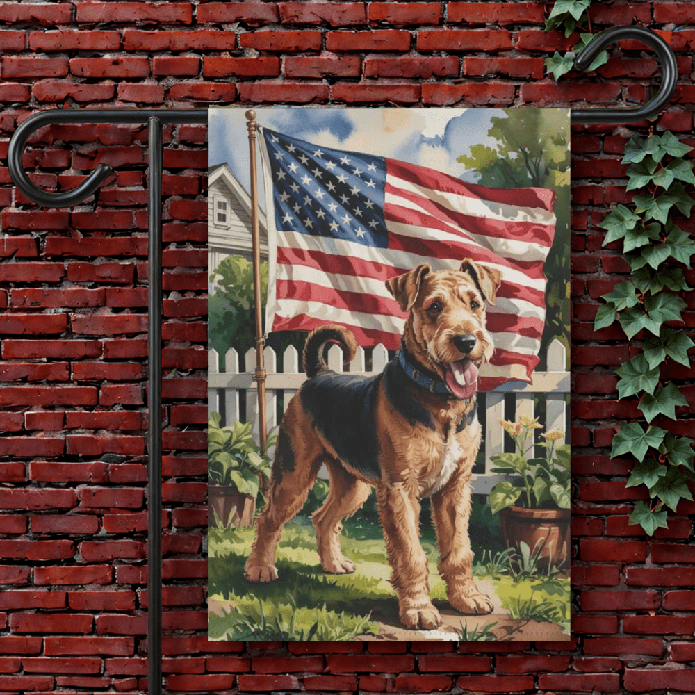 Printify Garden Flag 12'' × 18'' Airedale Terrier USA America Garden Flag