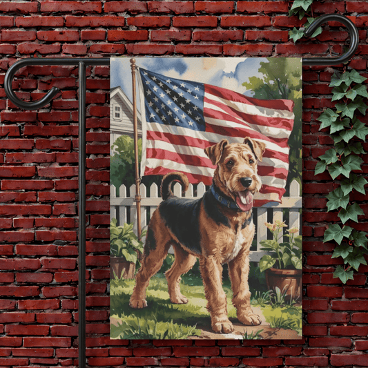 Printify Garden Flag 12'' × 18'' Airedale Terrier USA America Garden Flag
