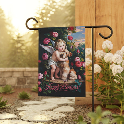 Printify Home Decor Airedale Terrier Valentine's Day Garden Flag Decoration, Outdoor Housewarming Gift, Rose Garden Decor, Cupid Yard Art New Home Gift, Dog Mom